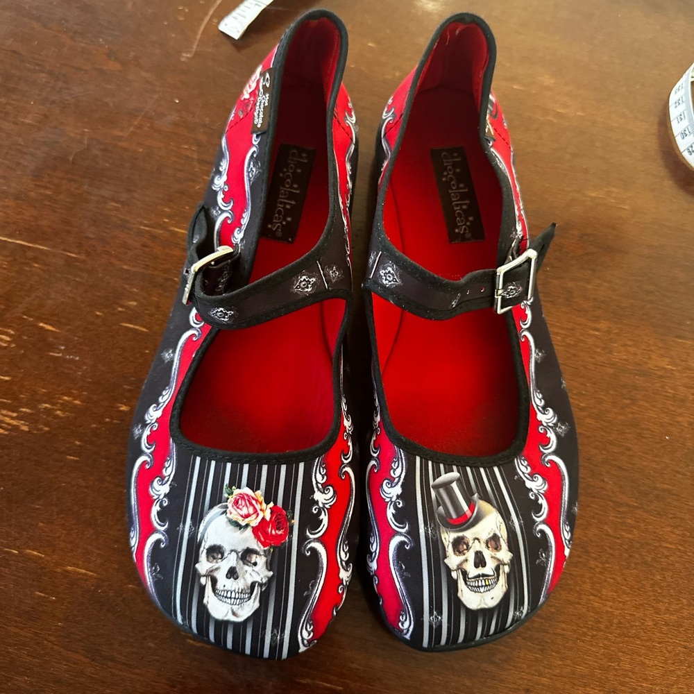 Hot Chocolate Design Chocolaticas Eternal Love Mary Jane Flat Shoes Skulls Sz 9 - Picture 3 of 6
